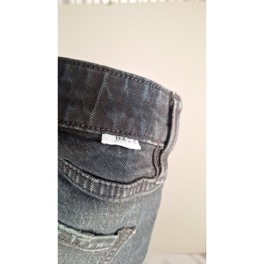 DAZE Women Black High Rise Straight Leg Raw Hem Denim Jeans Size 27 - Picture 4 of 8